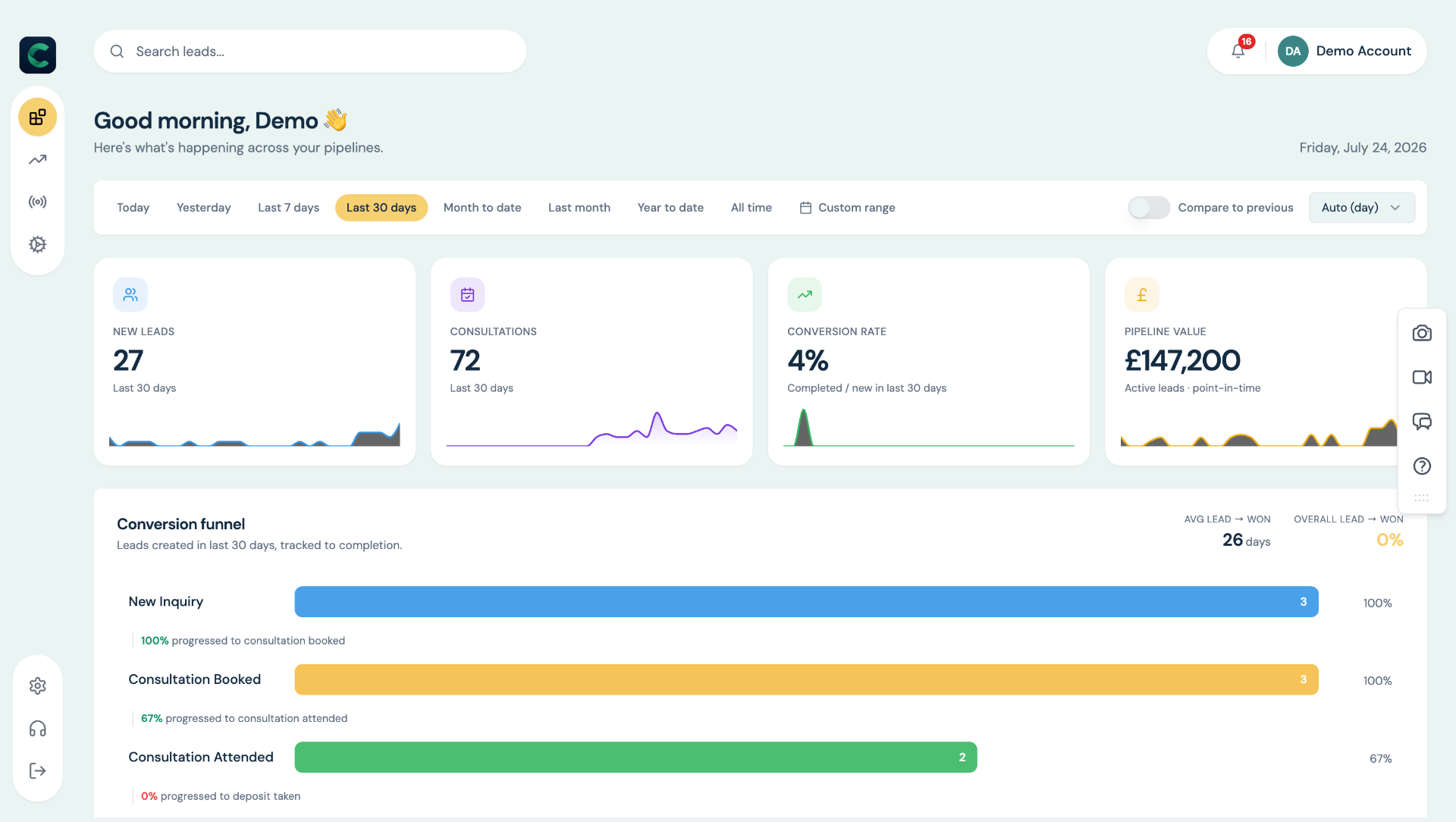 Screenshot: Dashboard