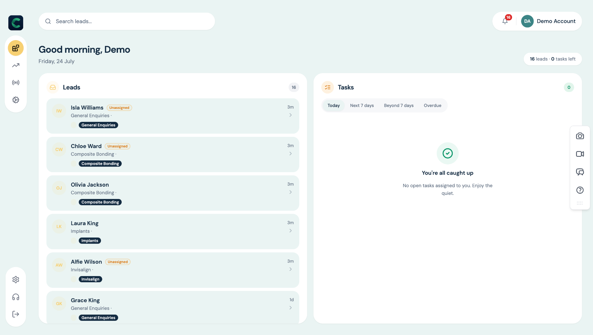 Screenshot: Today screen